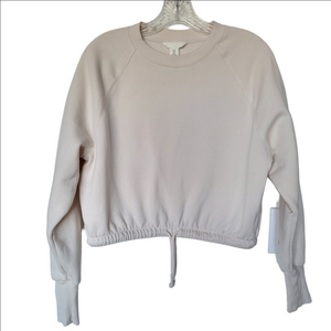 H&M Cream Drawstring Hem Bomber Sweatshirt